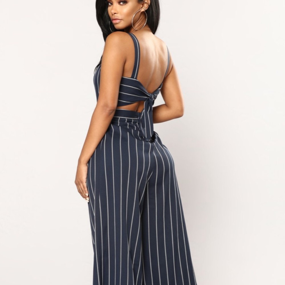 Carina Stripe Jumpsuit - Navy